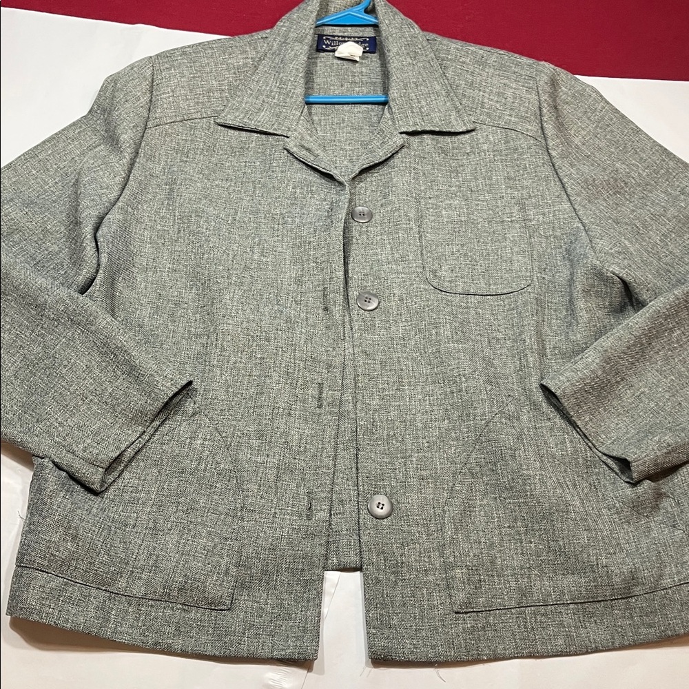 Vintage GRAY jacket willow ridge button up polyester blazer collared, Women’s 10